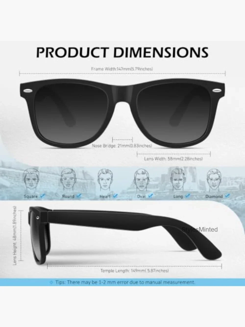 Retro Square Polarized Sunglasses UV400 Protection for Driving Fishing